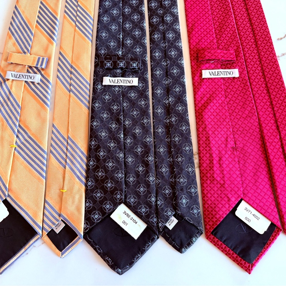 Lot of 3 Valentino NOS Men’s Silk Ties - Mixed Patterns